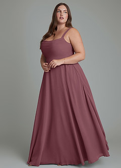 Azazie Shaude Vestidos de damas de honor Vestido Sangrado de Gasa de Línea A con Plisado image9