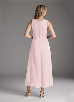 Azazie Anitta Mother of the Bride Dresses Blushing Pink Jumpsuit/Pantsuit Pleated Stretch Crepe Dress image6
