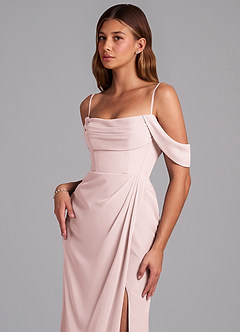 Azazie Johana Jurken voor bruidsmeisjes Converteerbaar Jurk van Chiffon met Zeemeermin Off the Shoulder Blozend Roze image5