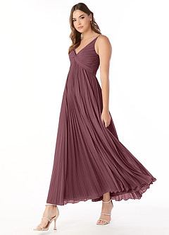 Azazie Raychelle Bridesmaid Dresses Sangria A-Line V-Neck Chiffon Dress image3