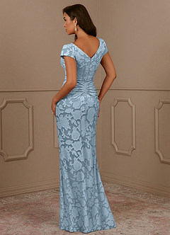 Azazie Roya Mother of the Bride Dresses Sky Blue Mermaid Ruched Floral Burnout Dress image3
