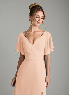 Azazie Ambrosia Robes de demoiselle d'honneur Robe Trapèze en Mousseline de soie Plissé Rose Anglais image3