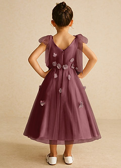 Azazie Minia Jurken voor bloemenmeisjes A-Lijn Jurk van Mat Satijn Boog Woestijnroos image6