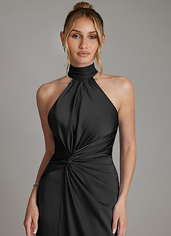 Azazie Gracelynn Kleider zum Anprobieren zu Hause Etui Plissee Stretch-Satin Kleid Schwarz image3