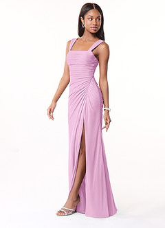 Azazie Jesaphine Bridesmaid Dresses Candy Pink Sheath Ruched Mesh Dress image4