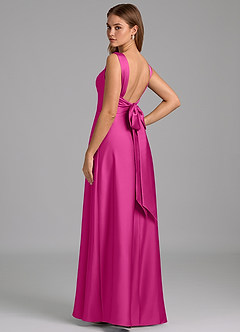 Azazie Beatrice Final Sale Fuchsia A-Line Sweetheart Neckline Stretch Satin Dress image2