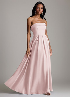 Azazie Lucienne Vestidos de damas de honor Vestido de Rosa Rubor de Gasa de Corte en A Convertible con Sin tirantes image6
