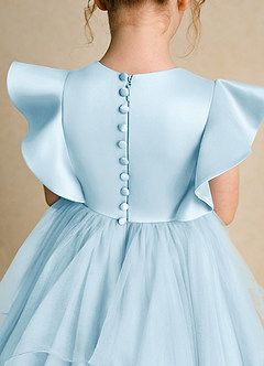 Azazie Chirp Robe Demoiselle D'honneur Fillette Robe Princesse en Tulle Bleu Ciel image6