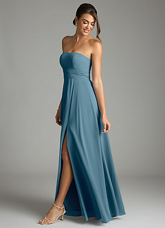 Azazie Tamira Suknie dla druhen Linia A Pofałdowany Szyfon Do ziemi Sukienka image3