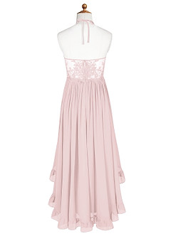 Azazie Sarafina Junior Blushing Pink A-Line Lace Chiffon Dress image7