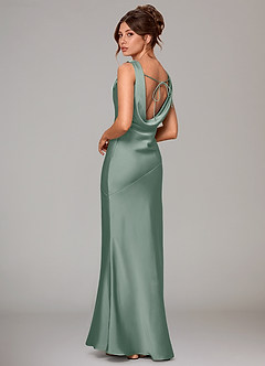 Azazie Rylina Bridesmaid Dresses Silver Sage Mermaid Stretch Satin Dress image4
