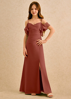Azazie Pippy Girls Formal Flower Girl Dresses Auburn A-Line Sweetheart Neckline Chiffon Dress image1