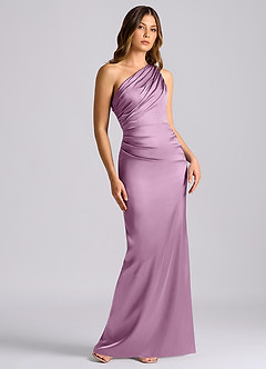 Azazie Akilah Brudtärnklänningar Klä av Sjöjungfru i Stretch Satin Ena axeln Blåregn image1