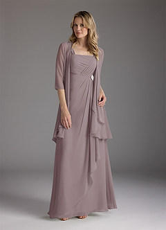 Azazie Weisz Abiti per la Madre della Sposa Abito A-Line in Chiffon Plissettato con Scollo Quadrato Dusk image3