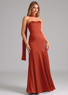 Azazie Shiloh Bridesmaid Dresses Rust Mermaid Strapless Stretch Satin Convertible Dress image3