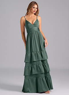 Azazie Nathalia Brautjungfernkleider A-Linie Plissee Stretch-Satin Kleid Seemoos image1