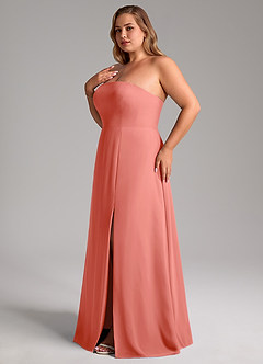 Azazie Wren Bridesmaid Dresses Salmon Pink A-Line Side Slit Chiffon Convertible Dress image13