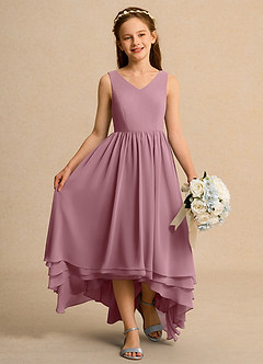 Azazie Kitten Girls Formal Blomsterpigekjoler A-Line Chiffon Asymmetrisk Kjole image4