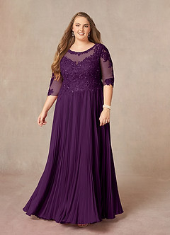 Azazie Corinne Mother of the Bride Dresses Grape A-Line Sequins Chiffon Dress image8