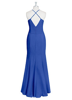 Azazie Carolina Brautjungfernkleider Meerjungfrau-Linie Gestreift Chiffon Kleid Königsblau image7