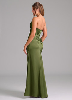 Azazie Lucille Bridesmaid Dresses Olive Mermaid Strapless Stretch Satin Convertible Dress image4