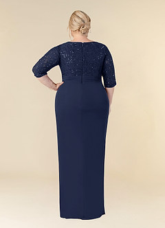 Azazie Macie Mother of the Bride Dresses Dark Navy Sheath Scoop Sequins Lace Dress image2