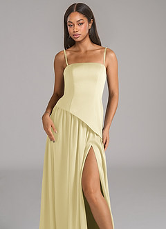 Azazie Adeline Bridesmaid Dresses Lemon Sorbet A-Line Strapless Stretch Satin Convertible Dress image2