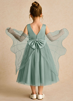 Azazie Pear Flower Girl Dresses Silver Sage Ball-Gown Bow Tulle Dress image1