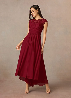 Azazie Amara Mother of the Bride Dresses Burgundy A-Line Lace Dress image2