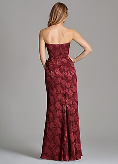 Azazie Ezrena Bridesmaid Dresses Cabernet Mermaid Strapless Floral Burnout Convertible Dress image5