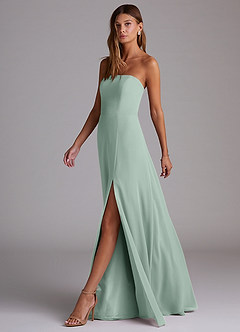 Azazie Wren Bridesmaid Dresses Agave A-Line Side Slit Chiffon Convertible Dress image6