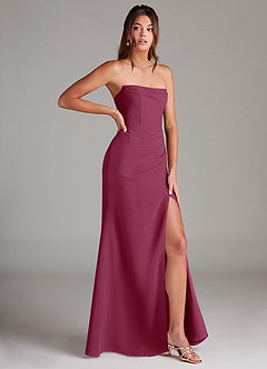 Azazie Leonis Jurken voor bruidsmeisjes Converteerbaar Jurk van Chiffon met Kolom Strapless Moerbei image8