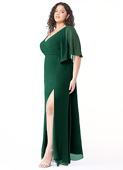 Azazie Cierra Bridesmaid Dresses Emerald A-Line V-Neck Chiffon Dress image11