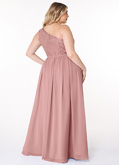 Azazie Demi Bridesmaid Dresses Dusty Rose A-Line One Shoulder Chiffon Dress image13