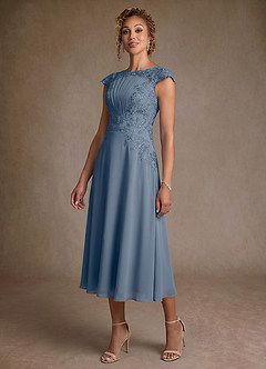 Azazie Crista Abiti per la Madre della Sposa Abito A-Line in Chiffon Pizzo Crepuscolo image4