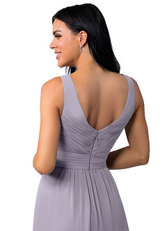 Azazie Pierrette Bridesmaid Dresses Fog A-Line Pleated Chiffon Dress image32