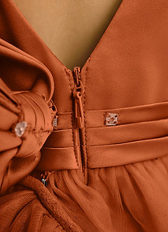 Azazie Lior Flower Girl Dresses Burnt Orange Ball-Gown Pleated Tulle Dress image9