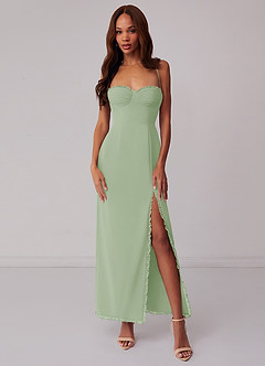 Barbie ♥ Azazie Bridesmaid Dresses Dusty Sage Sheath Corset Chiffon Dress image1