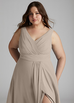 Azazie Karina Bridesmaid Dresses Frost A-Line Pleated Chiffon Dress image11