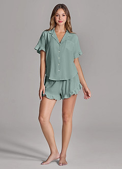 front Ruffled Cloud-Soft Pajama Set