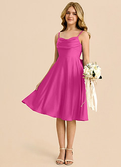 Azazie Bear Junior Fuchsia A-Line Sweetheart Neckline Stretch Satin Dress image4