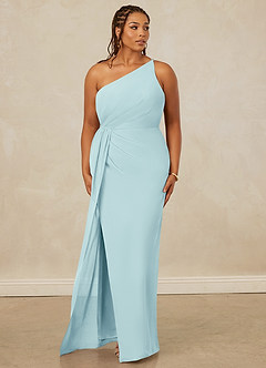 Christian Siriano Bridal for Azazie 1003 Bridesmaid Dresses Sea Glass Sheath One Shoulder Chiffon Dress image10
