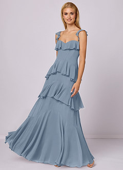 Barbie ♥ Azazie Bridesmaid Dresses Dusty Blue A-Line Sweetheart Neckline Chiffon Dress image1