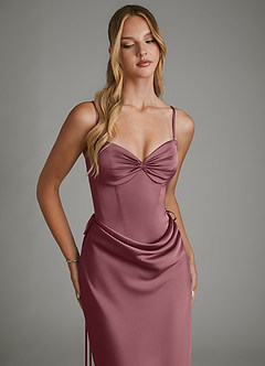 Azazie Natasha At-home Try On Dresses Desert Rose Mermaid Corset Stretch Satin Dress image3