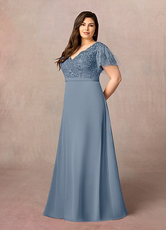 Azazie Singer Abiti per la Madre della Sposa Abito A-Line in Chiffon con Scollo a V in Pizzo Crepuscolo image8