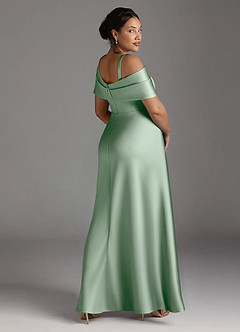 Azazie Milton Mother of the Bride Dresses Agave A-Line Pleated Stretch Satin Dress image12
