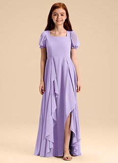 Azazie Priya Junior Abito A-Line in Chiffon Blusa Lilla image3