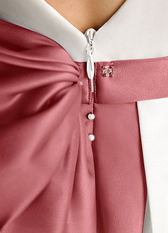 Azazie Cherry Robe Demoiselle D'honneur Fillette Robe Princesse en Mat Satiné Plissée Ivory Antique Rose image6