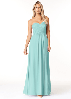 Azazie Yazmin Bridesmaid Dresses Aqua A-Line Sweetheart Neckline Chiffon Convertible Dress image4
