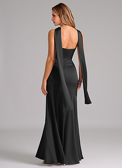 Azazie Shiloh Bridesmaid Dresses Black Mermaid Strapless Stretch Satin Convertible Dress image7